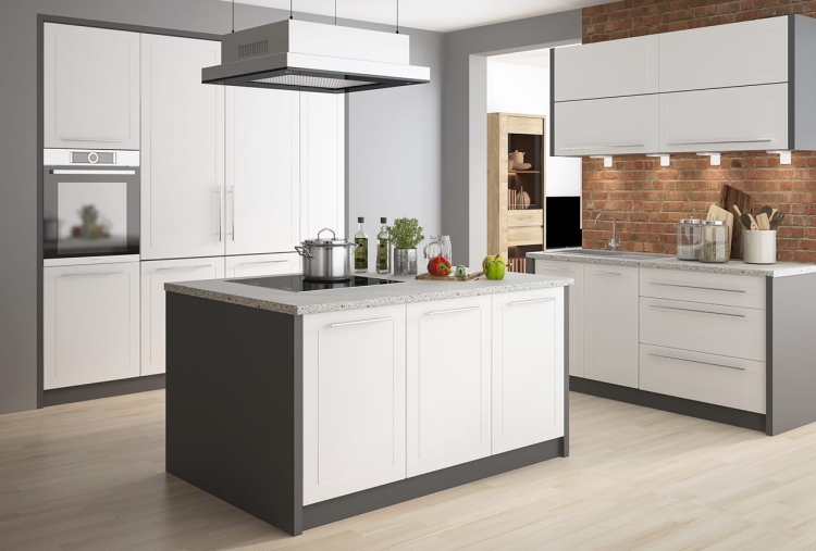 Modułowa kuchnia laminowana Quatro biały kolor – efekt mat