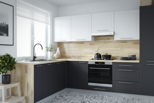 Komplet mebli kuchennych Quatro mat – polski producent - kolory BIAŁY + GRAPHITE