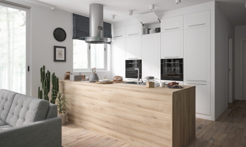 Minimalistyczna kuchnia matowa Quatro – zestaw szafek