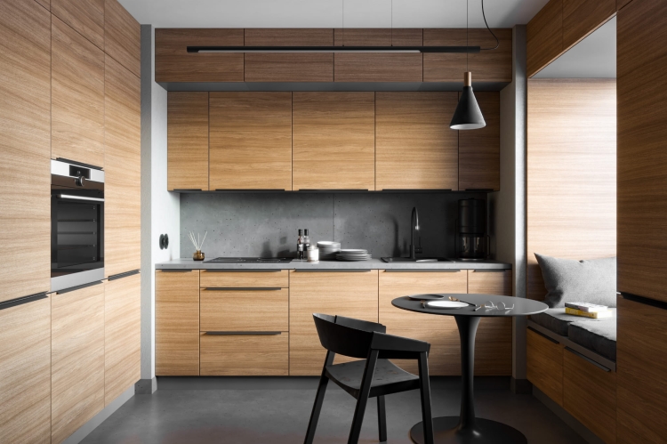 Kuchnia laminowana Porto w wybarwieniu Pembroke – zestaw mebli do nowoczesnych wnętrz, praktyczny i uniwersalny