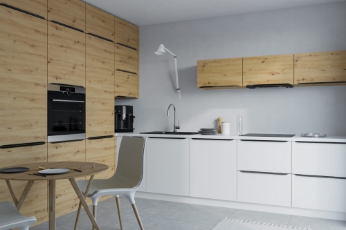 Fronty laminowane w kolorze: BIAŁY + DĄB ARTISAN