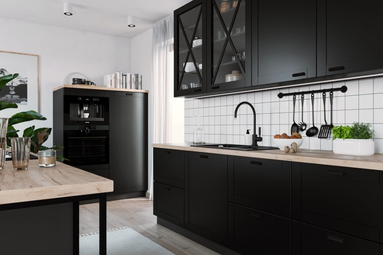 Propozycje kolorów frontów z palety RAL: 9011, 9005.