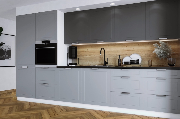 Fronty górne i dolne: Paleta RAL (propozycje kolorów: 7042, 7045, 7040, 7043, 7012)