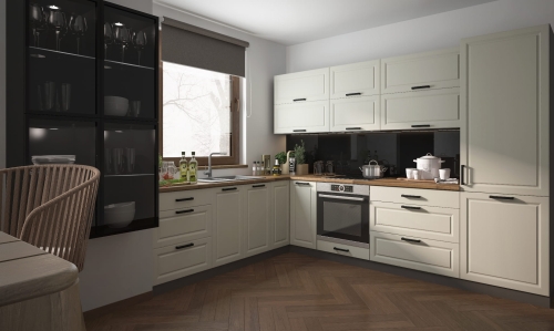 Propozycje kolorów frontów z palety RAL: 9001, 1013, 1015.