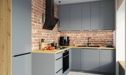 Kuchnia laminowana Velvet – praktyczny zestaw mebli do nowoczesnych wnętrz.