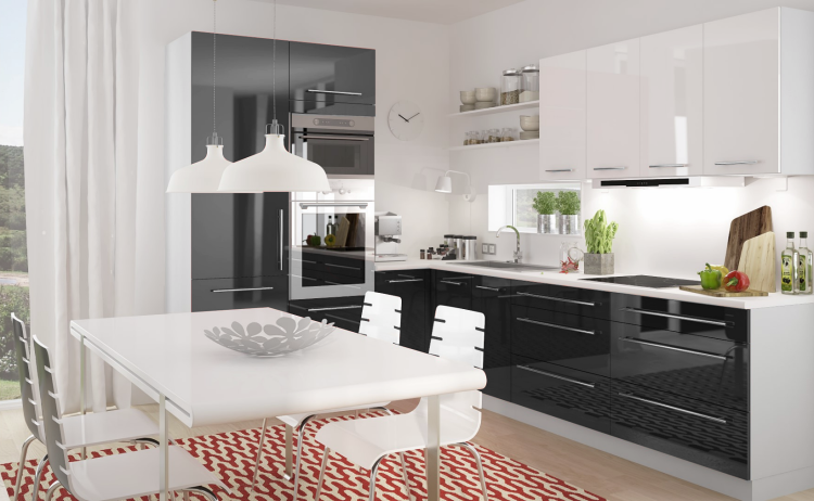 Zestaw kuchenny BELLA - fronty w kolorze czarny – stylowe meble kuchenne do nowoczesnej zabudowy kuchni