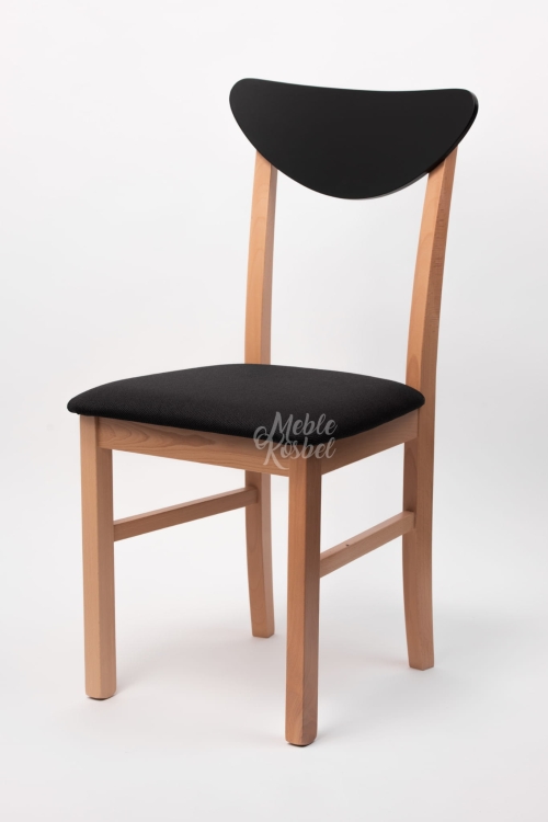 Krzesło do stołu - Kastios w kolorze buk z czarnym – nowoczesne krzesło drewniane do kuchni i salonu