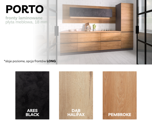 Kolor frontów mebli kuchennych Porto