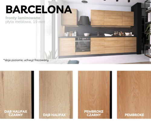 Kolory frontów mebli kuchennych Barcelona