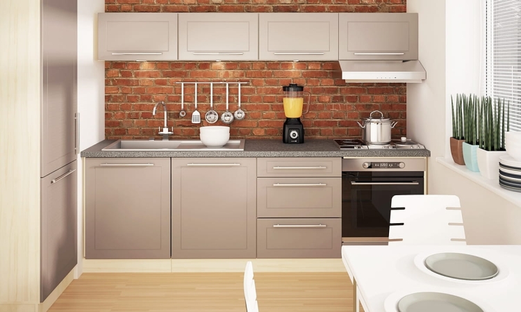 System mebli kuchennych Quatro - kolor beige mat – nowoczesny design