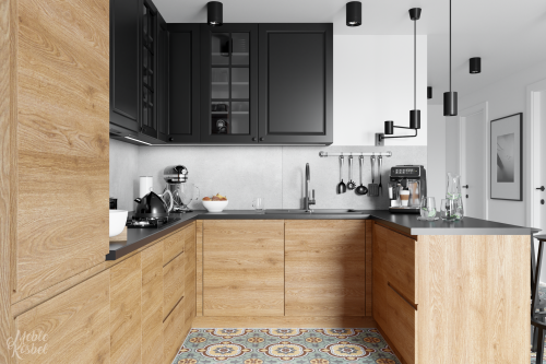 Kuchnia Barcelona – komplet mebli kuchennych, idealny do różnych stylów wnętrz. Fronty laminowane w kolorze: PEMBROKE + lakier (Classic)