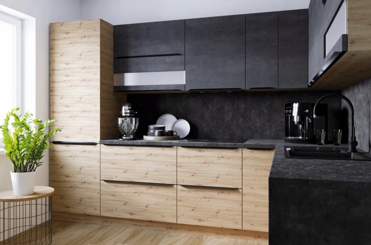 Fronty laminowane w kolorze: DĄB ARTISAN + FRESCO ANTRACYT