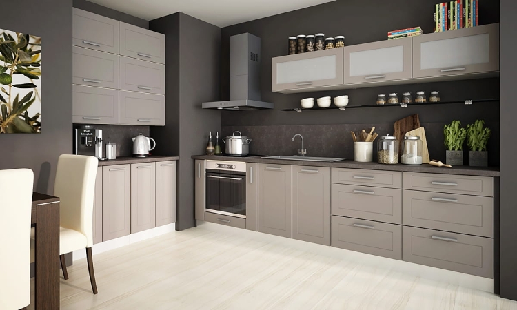 Zestaw mebli kuchennych Quatro kolor – wykończenie matowe w kolorze beige mat