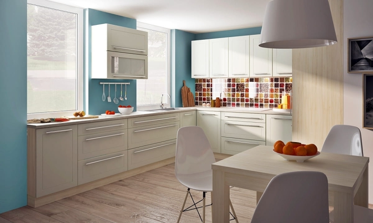 Nowoczesna kuchnia laminowana matowa Quatro kolor vanilla – zestaw mebli