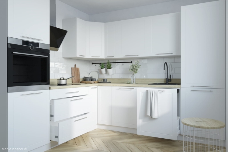 Kuchnia laminowana Quatro biały kolor – matowe wykończenie